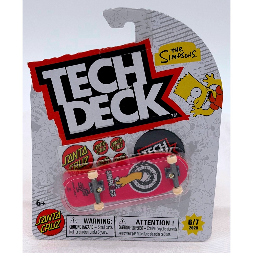 Tech Deck Santa Cruz The Simpsons Homer Arm 6/7 Series Fingerboard Pink New 2025